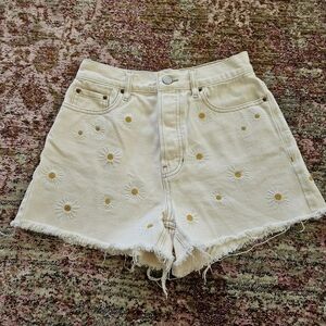 PacSun Highwaisted Daisy Embroidered Denim Shorts